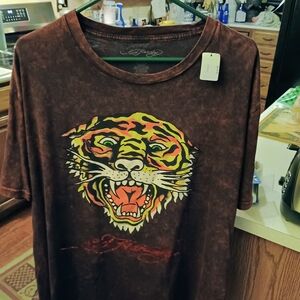 Brown Graphic T-Shirt with Tiger Design